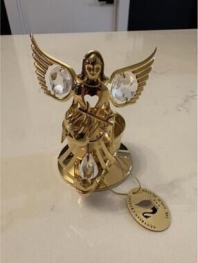 VTG Mascot Angel Figure, Austrian Crystal Delight Figurine 24K Gold Plated